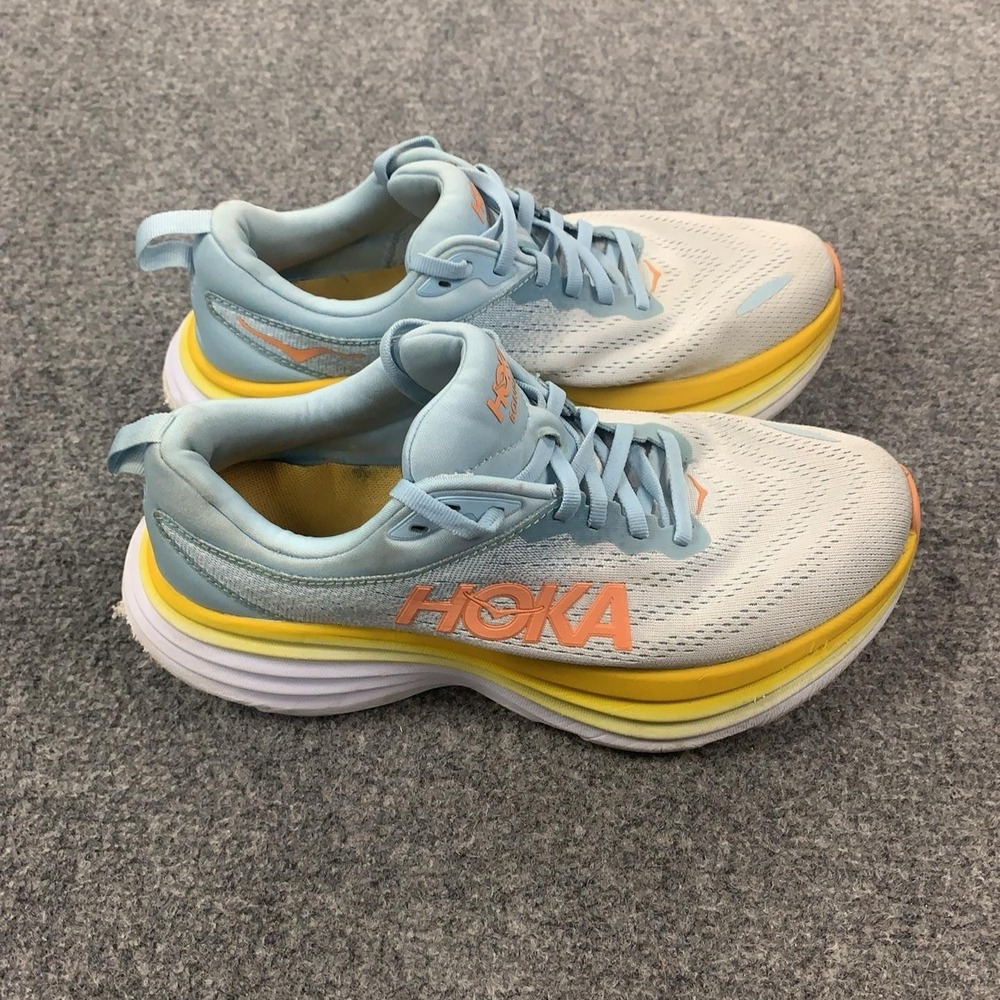 Hoka One One Bondi 8 Wide Shoes Womens Size 8 Blue Running Sneakers Cushioned